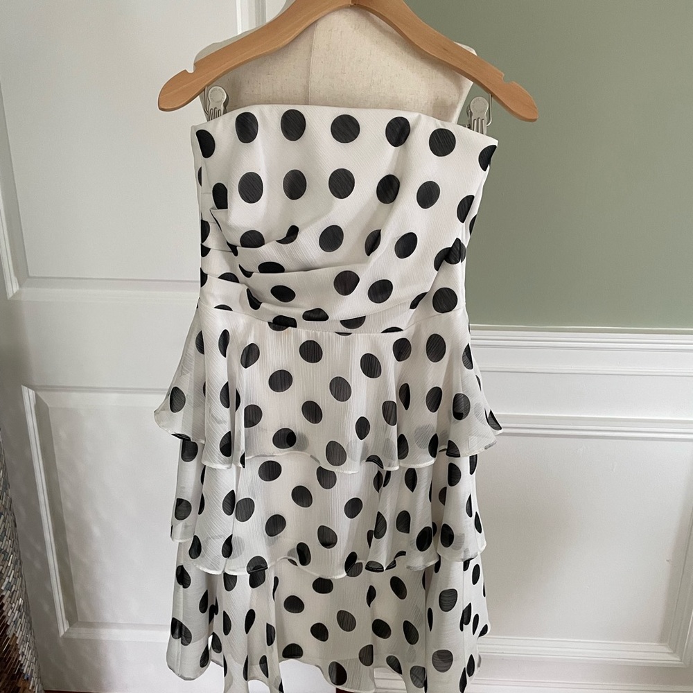 White w large black Polka dot dress